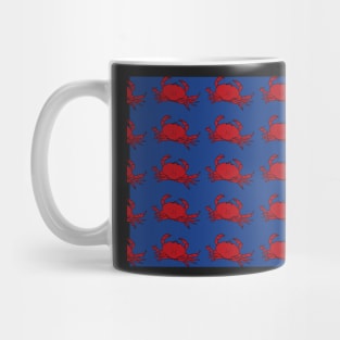 Red Crabs on Blue Background Crab Sea Life Animal Social Distancing FaceMask Mug